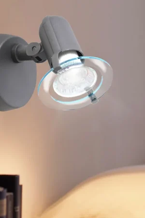 Op = Op Wandlamp, beweegbaar, rond, grijs, 1x E14, H 16,5 cm