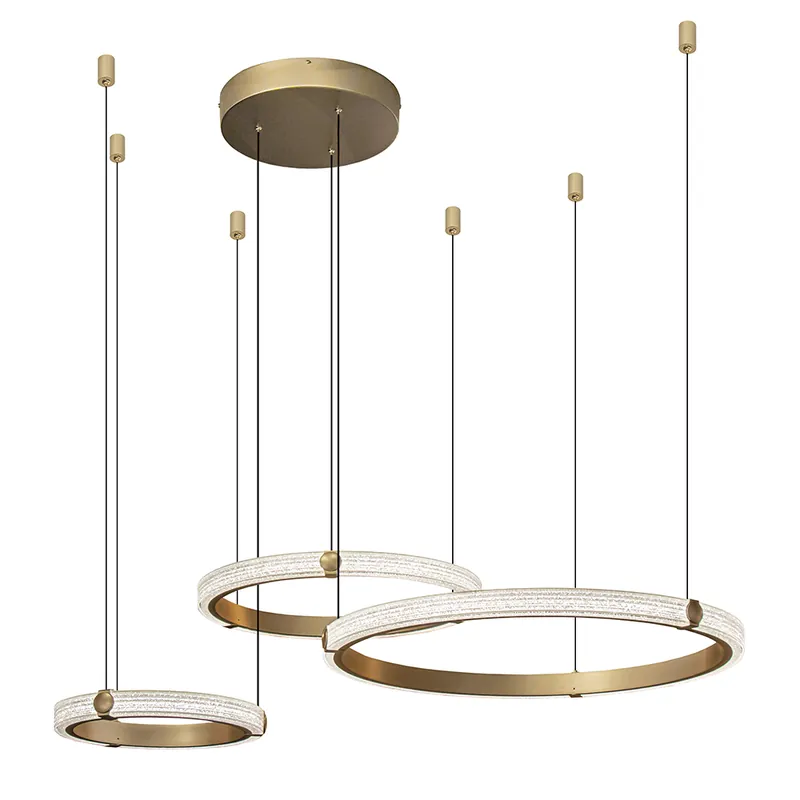 Design hanglamp ringen geborsteld goud met kristal effect Favoriet