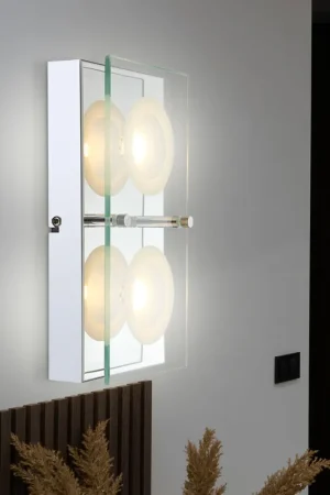 LED wandlamp, glazen plaat, 2 vlammen, L 25 cm Superprijs