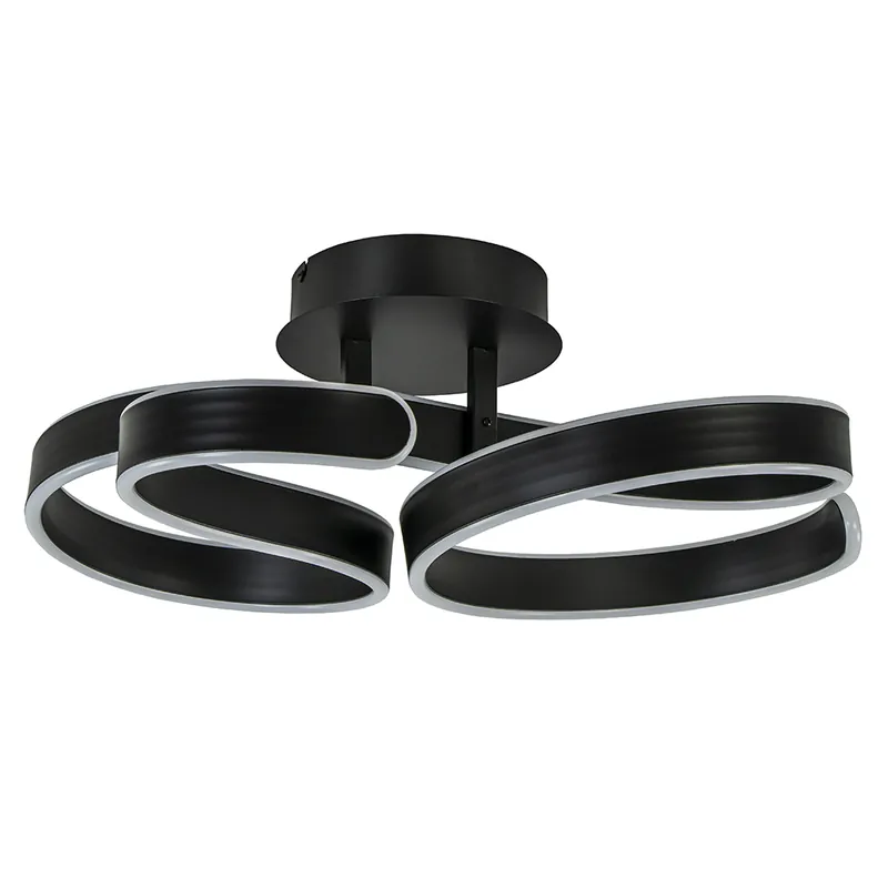 Design plafondlamp brede LED krul zwart Veilige Betaling