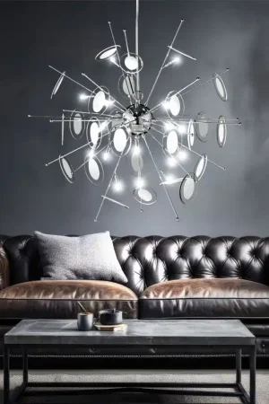 Fabrieksprijs Hanglamp, chroom, glas, D 70 cm