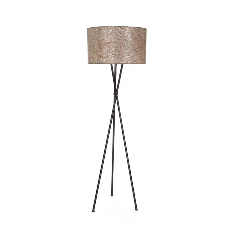 Koopje Driepoot schelpen vloerlamp zwart met bruin en goud