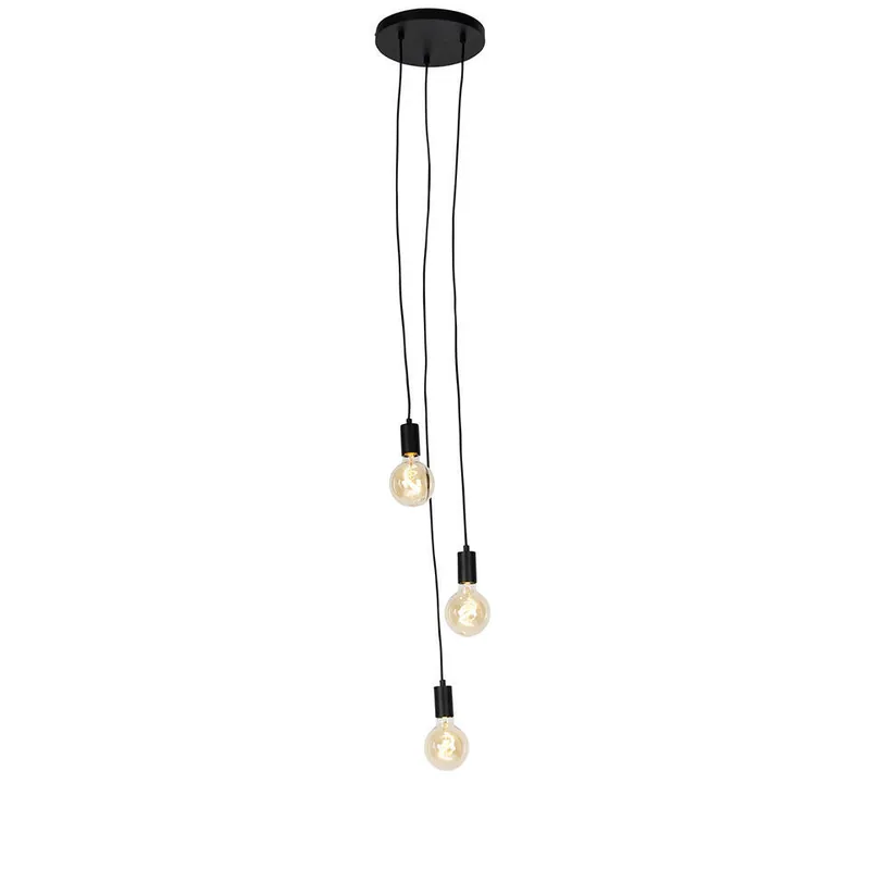 Lage Kosten Qazqa hanglamp facil zwart e27