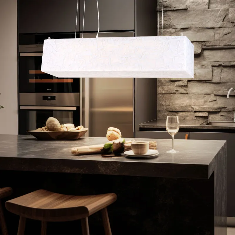 Korting LED hanglamp, marmerlook, zilver, L 70 cm