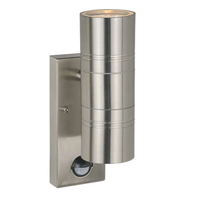 Direct Beschikbaar Lucide ARNE-LED IR - Wandspot / Wandlamp Binnen/Buiten - Ø 6,3 cm - LED - GU10 - 2x5W 2700K - IP44 - Beweging & dag/nacht sensor - Mat chroom