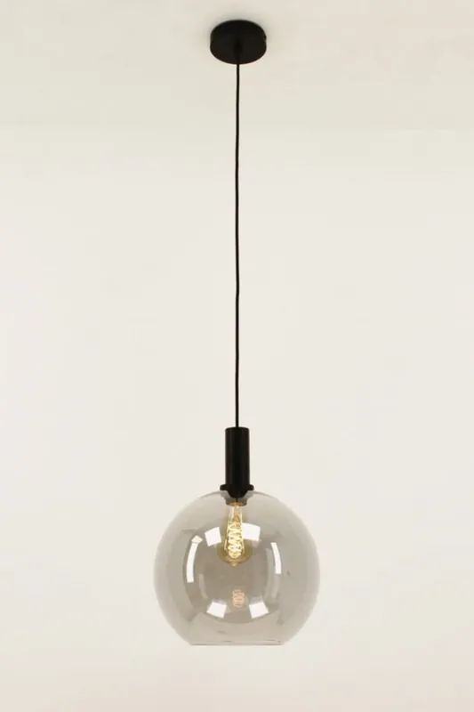 Beperkte Voorraad Sfeervolle hanglamp SONDRA licht smoke zwart | Ø 30 cm