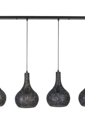 Hanglamp kegel Armoor 4 lichts zwart bruin - 25x140x150 cm - Zwart bruin - Bruin Shop Nu