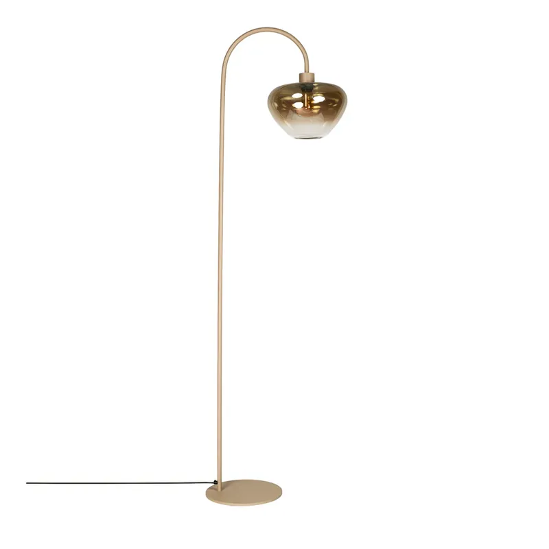 Genua vloerlamp met glazen kap in beige Fabrieksprijs