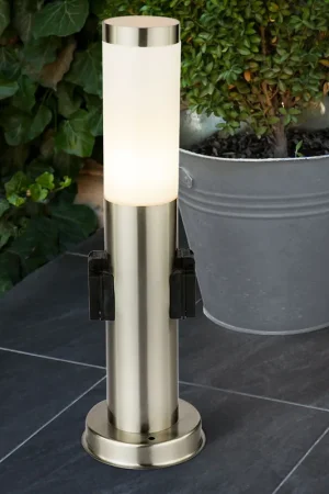 Staande lamp, 2x fitting, roestvrij staal, H 45 cm, BOSTON Alleen Vandaag