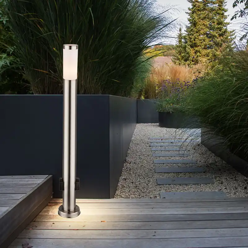 Staande lamp, 2x fitting, roestvrij staal, H 110 cm, BOSTON Betrouwbaar