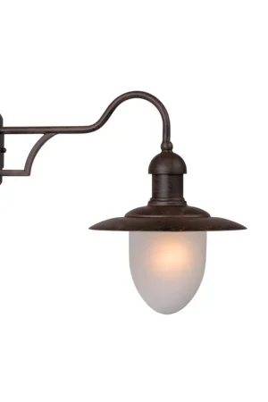 Lucide ARUBA - Wandlamp Binnen/Buiten - Ø 25 cm - 1xE27 - IP44 - Roest bruin Merkproduct