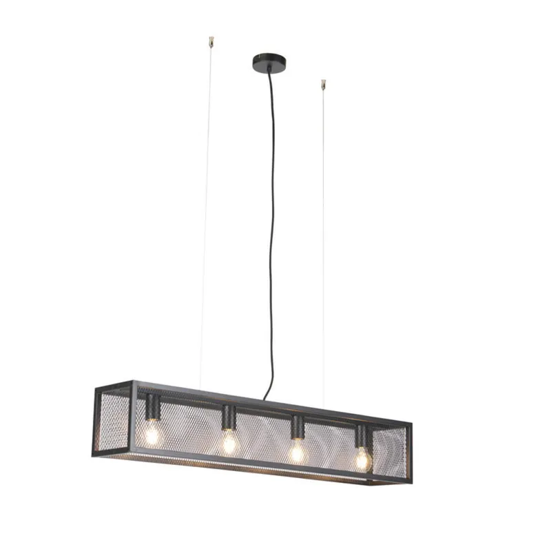Nu Kopen Qazqa hanglamp cage_wire zwart e27