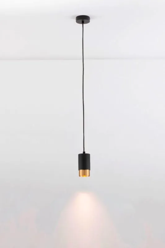 Gereduceerde Prijs Minimalistische koker hanglamp CAREGA 11 cm | Zwart / Goud