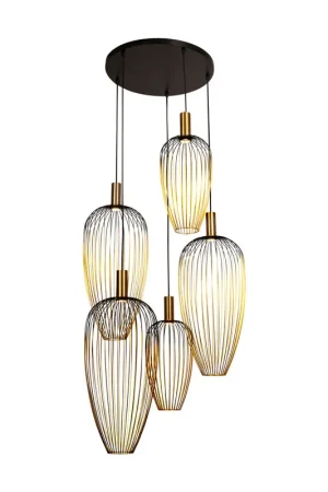 Lucide AURELIE - Hanglamp - 5xGU10 (MR11) - Geschikt voor vide en hoge plafonds - Goud | Vibes Veilige Betaling