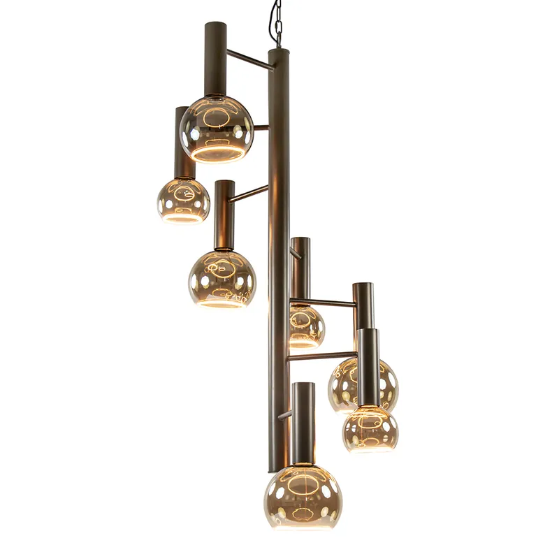 Direct Beschikbaar Grote 7-lichts Vide hanglamp brons