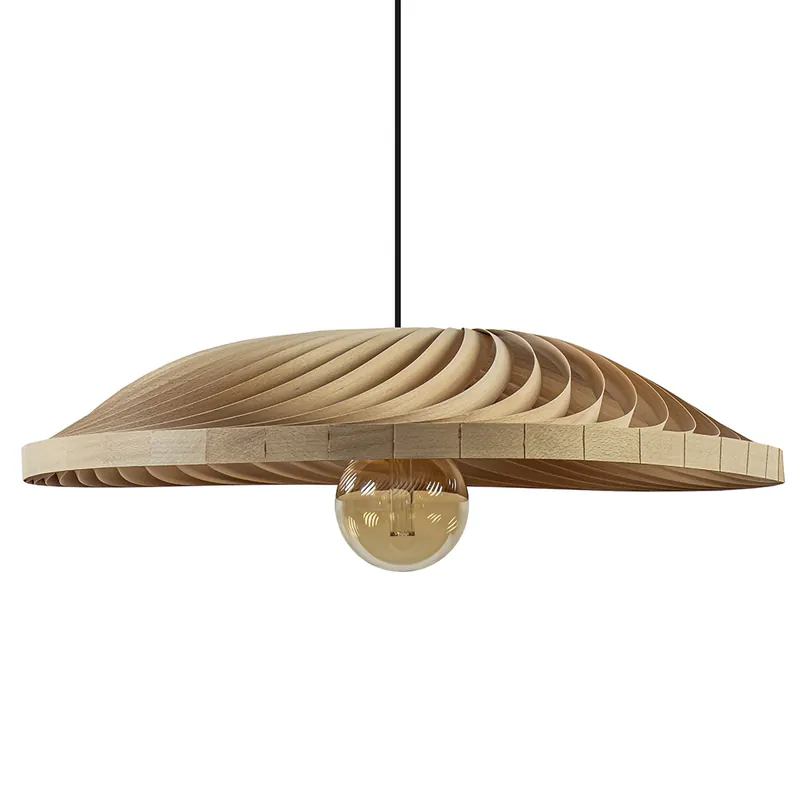 Alleen Vandaag Grote hanglamp hout met zwart flat 70 cm