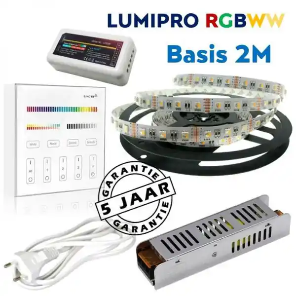 Veilige Betaling LUMIPRO basis 2M RGBWW + PROLED 4 zone wandbediening