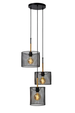 Lucide BASKETT - Hanglamp - 3xE27 - Zwart Koopje