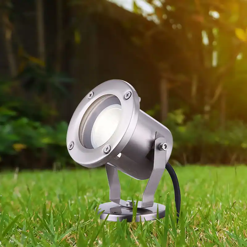 Plug-in lamp, roestvrij staal, glas, beweegbare spot, H 30,5 cm Direct Verzonden