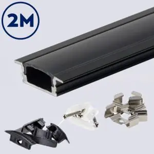 Compleet inbouw LED profiel CLASSIC 25 x 7 mm zwart/zwart | 2 meter Op = Op