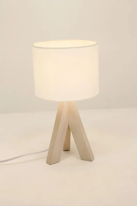 Trendy houten tafellamp BRAM | witte kap Ø 17 cm Betrouwbaar