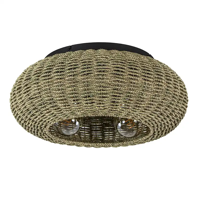 Populair Grote plafondlamp zwart met touw 50 cm