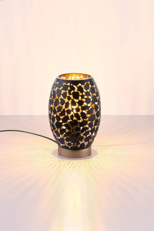 Direct Beschikbaar Metalen tafellamp NAVARRO II Ø 15 cm | Zwart / Goud
