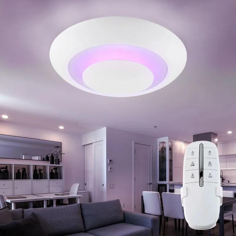 Op = Op RGB LED plafondlamp, rond, afstandsbediening, D 50 cm