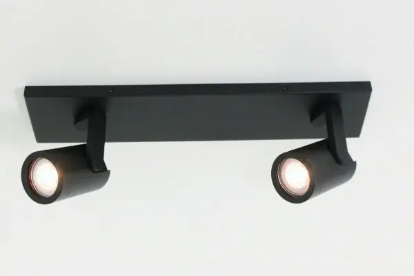 Veilige Betaling Stijlvolle strakke 2-lichts opbouwspot SCOOP balk | Zwart