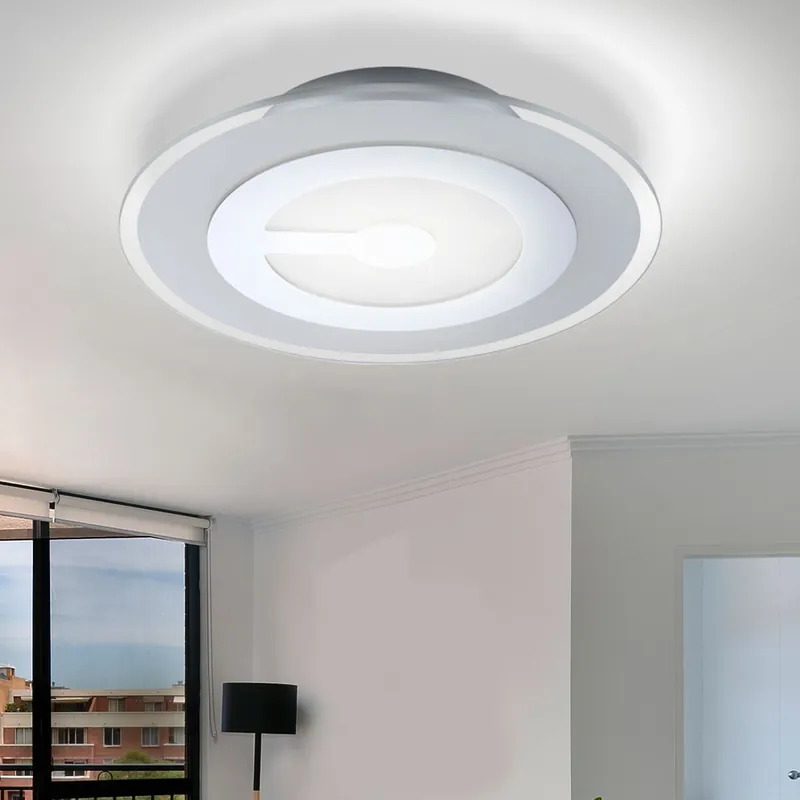 Aanbieding LED plafondlamp chroom, gesatineerd glas, D 30 cm