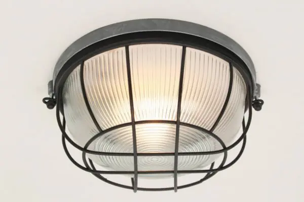 Goedkoop Plafondlamp / Wandlamp BOBBY beton en zwart | rond groot
