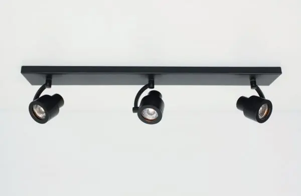 Industriële 3-lichts opbouwspot RENZO balk | Zwart Dagaanbieding