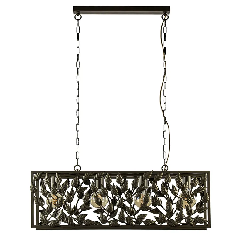 Korting Hanglamp 4-lichts brons leafs