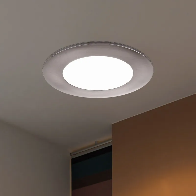 LED inbouwspot, mat nikkel, gesatineerd glas, D 12 cm Flitsaanbieding
