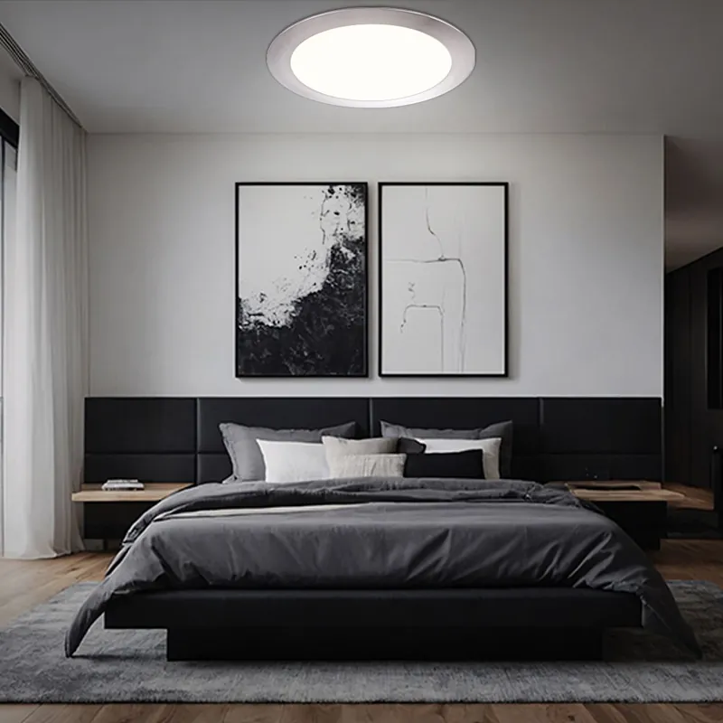 LED inbouwlamp, mat nikkel, opaal, rond, D 17 cm Lage Kosten