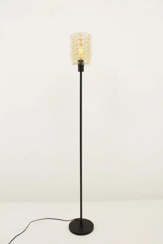 Exclusieve Aanbieding Zwarte strakke vloerlamp CLUSTER GOLD | Ribbel
