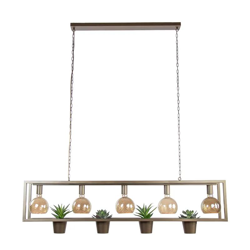 Hanglamp 5L met bloempotten – Bronze Direct Beschikbaar