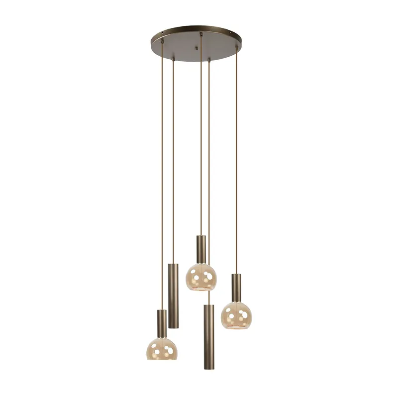 Voordeelprijs Hanglamp 5L pendel rond brons