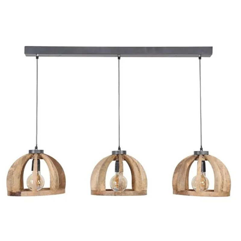 Hanglamp gebogen mangohout Madri 3 lichts - 30x120x150 cm - Mangohout - Bruin Favoriet