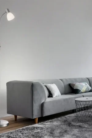 Staande lamp, metaal, glas, nikkel, beweegbare spot, H 146 cm Flitsaanbieding