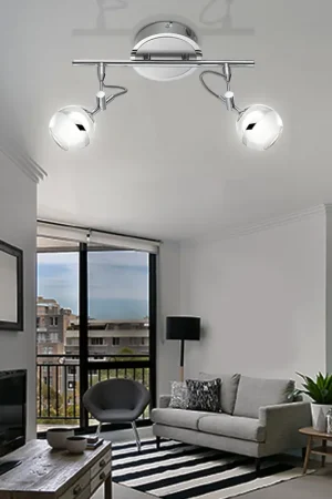 LED plafondlamp, verstelbare spots, chroom, zilver Tijdelijk Beschikbaar