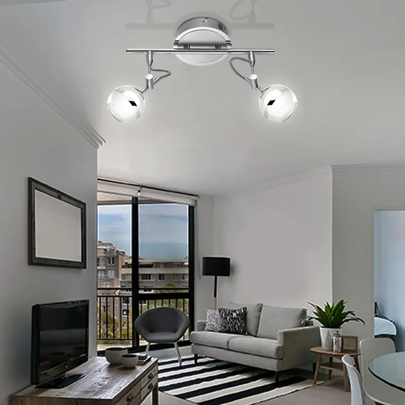 LED plafondlamp, verstelbare spots, chroom, zilver Tijdelijk Beschikbaar