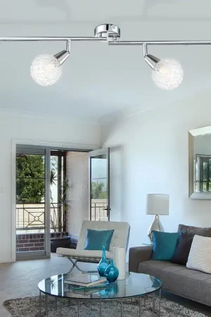 LED plafondlamp, bolvormig gaas, verstelbare spots, L 80 cm Finale Uitverkoop