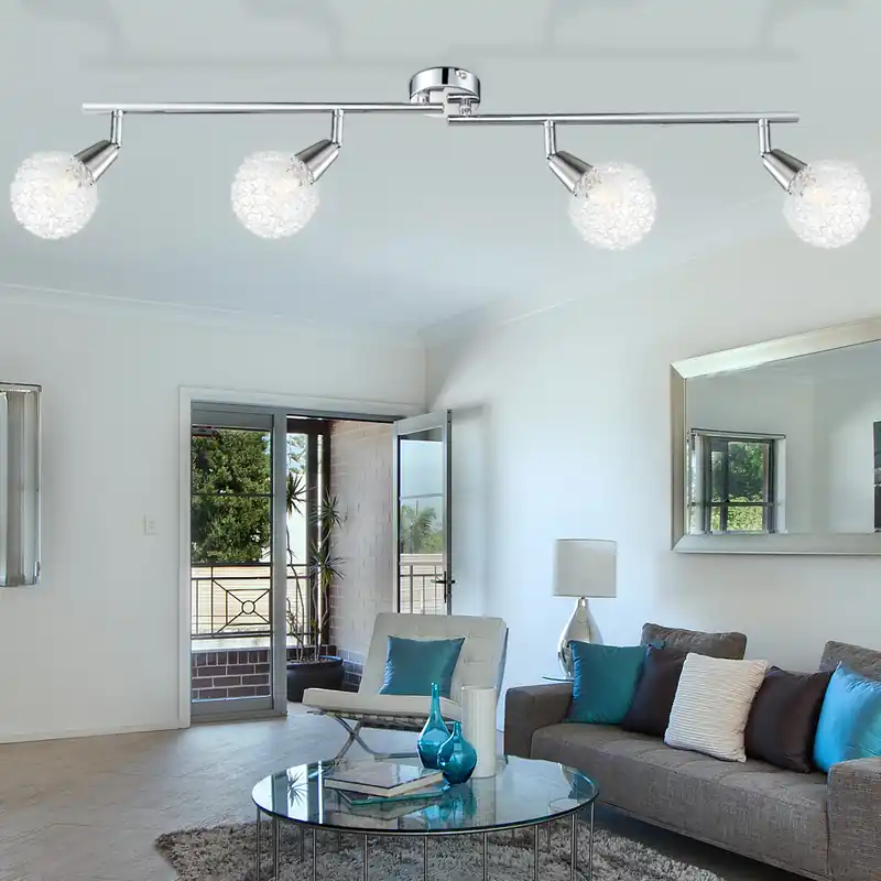 LED plafondlamp, bolvormig gaas, verstelbare spots, L 80 cm Finale Uitverkoop