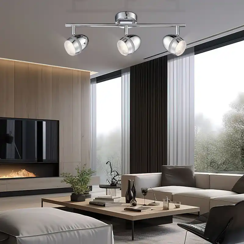LED spot strip, 3 vlammen, verstelbare spots, chroom, L 46cm Rechtstreeks Van De Fabrikant