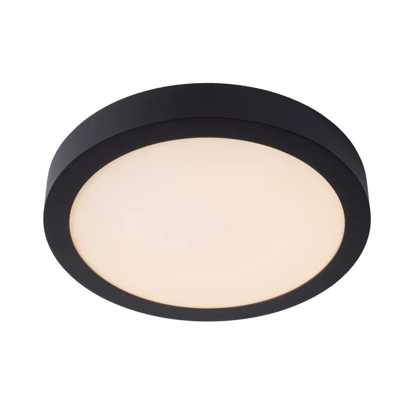 Lucide BRICE-LED - Plafonnière Badkamer - Ø 30 cm - LED Dimb. - 1x30W 3000K - IP44 - Zwart Direct Verzonden
