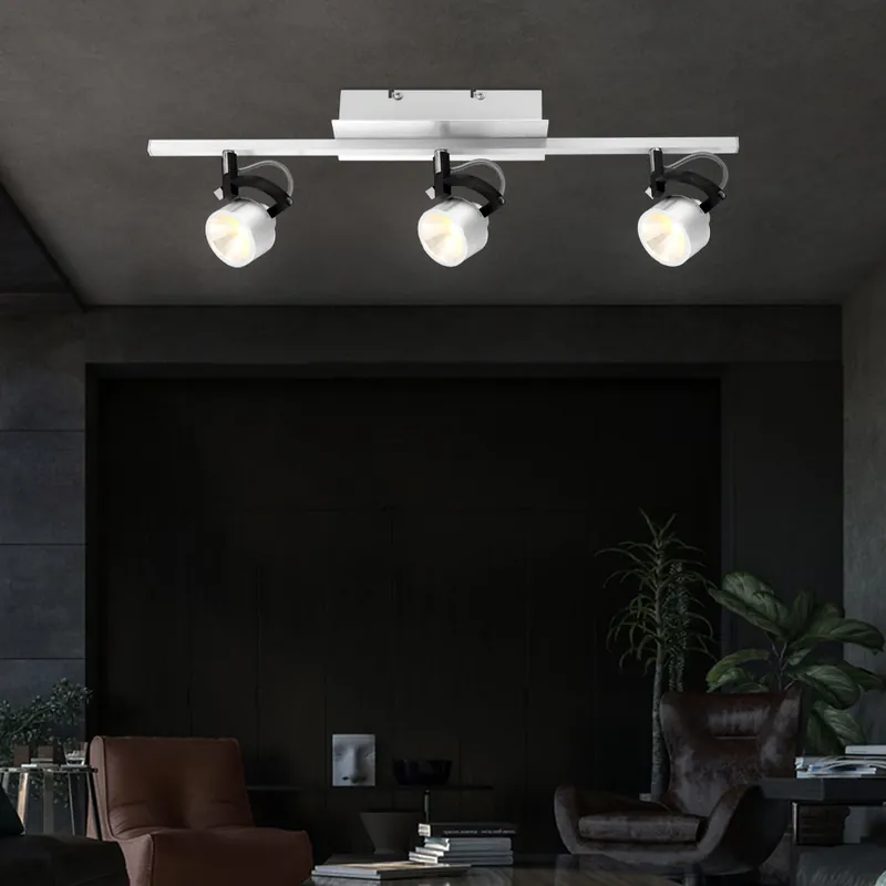 LED plafondlamp, geborsteld aluminium, zwart, beweegbare spots, L 60 cm Gecertificeerd