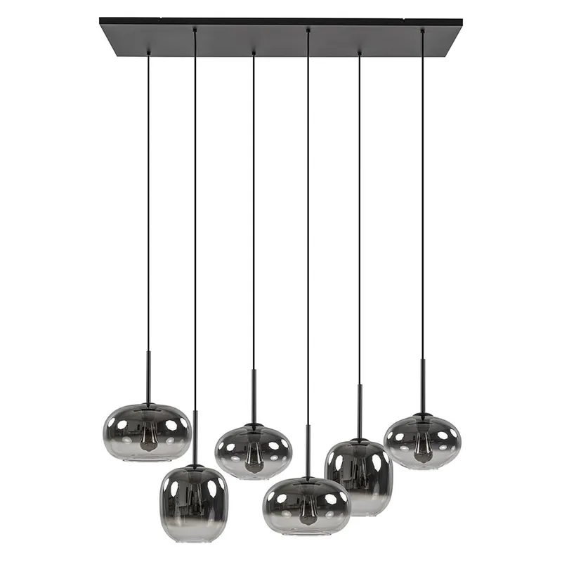 Hanglamp Bellini 6L zwart + smoke glas Bestel Nu