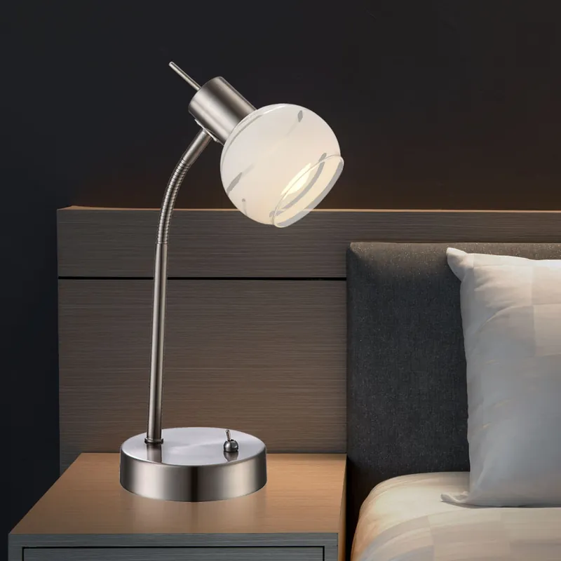 LED tafellamp met glazen bol lampenkap ELLIOTT Veilige Betaling