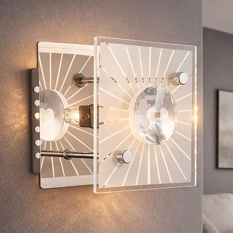 Direct Verzonden LED wandlamp, chroom, heldere kristallen, gesatineerd, L 11cm